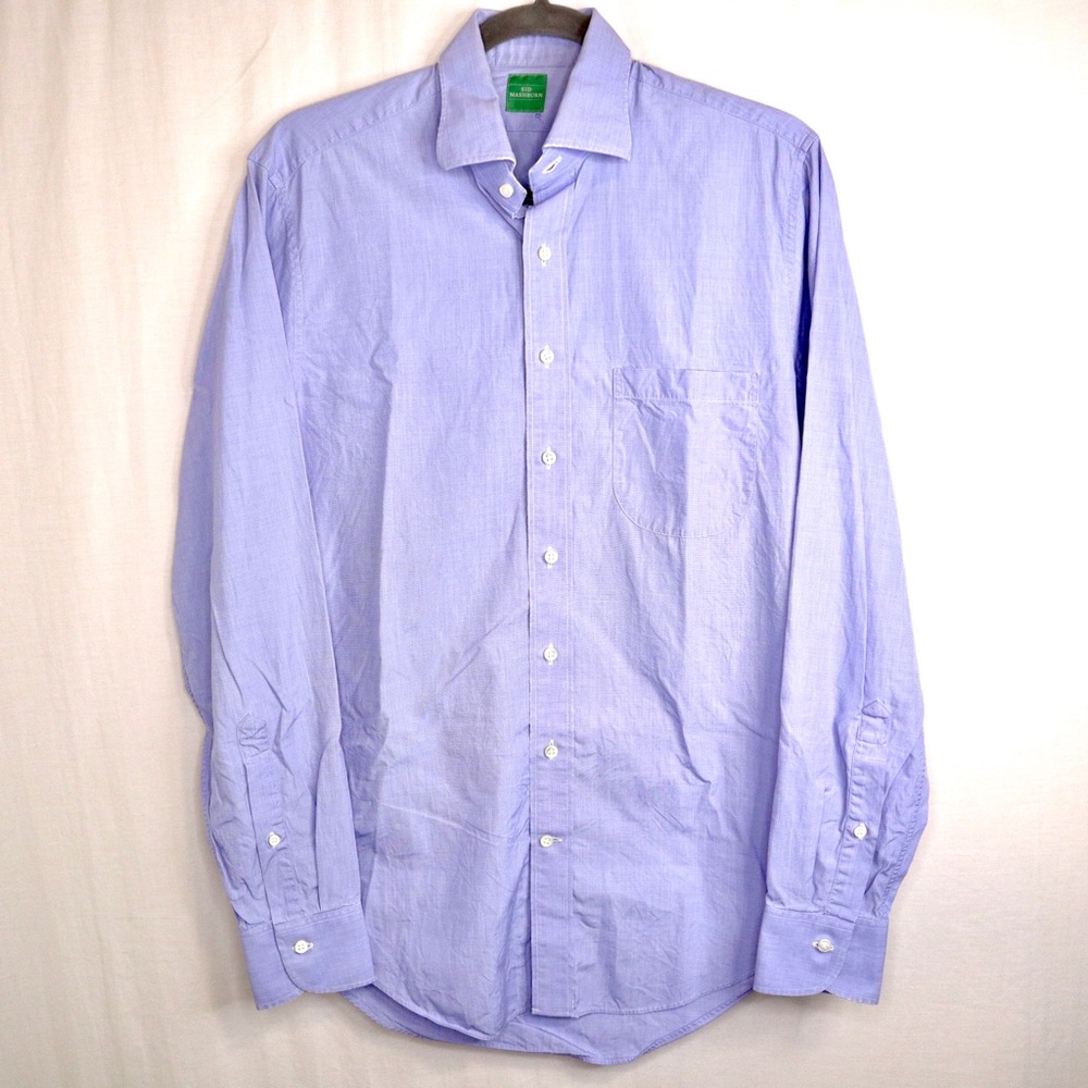 Sid Mashburn Blue Mens Size 15-33 Long Sleeve Button Up Dress Shirt Poplin
